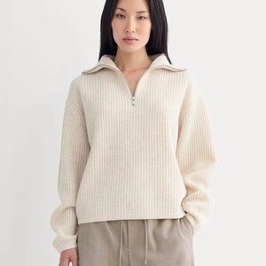 Everlane The Half-Zip Sweater in Luxe Merino - Heathered Oat Extra Large